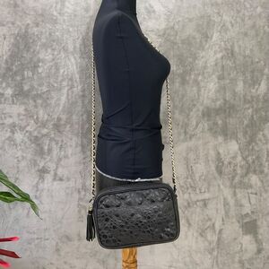 Vintage Y2K Giani Bernini leather Crossbody Croc embossed chain strap w tassel